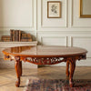 Cookstown Teakwood Round Dining Table with Carved Floral Design