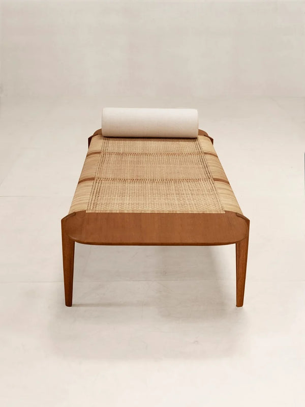 Rattan Modern Daybed In Teak & Cane