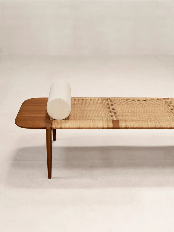Rattan Modern Daybed In Teak & Cane