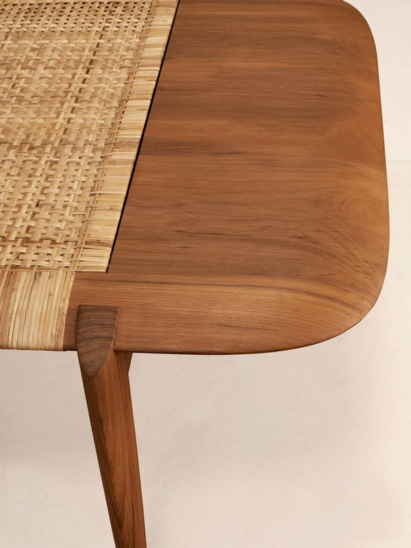 Rattan Modern Daybed In Teak & Cane