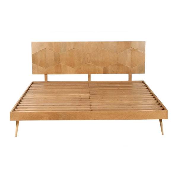 Contemporary Solid Wood Bed In Natural Finish - All Sizes