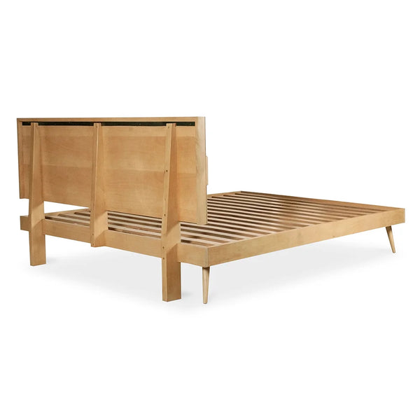 Contemporary Solid Wood Bed In Natural Finish - All Sizes