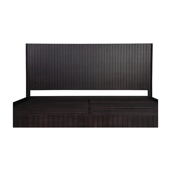 Antalya Modern Fluted Solid Wood Bed In Black - All Sizes