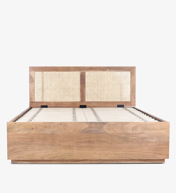 Classic Timeless Rattan Solid Wood Bed In Natural Finish - All Sizes