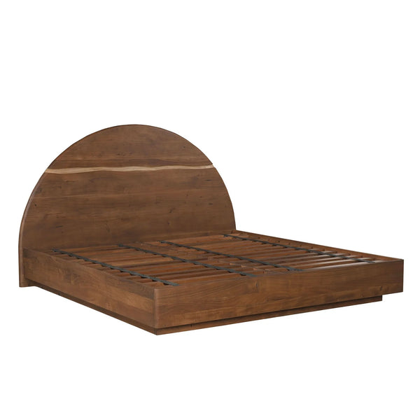 Contemporary Solid Wood Bed With Arch Headboard - All Sizes