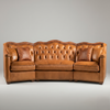 Delhi Leather Sectional Sofa - Color: Honey