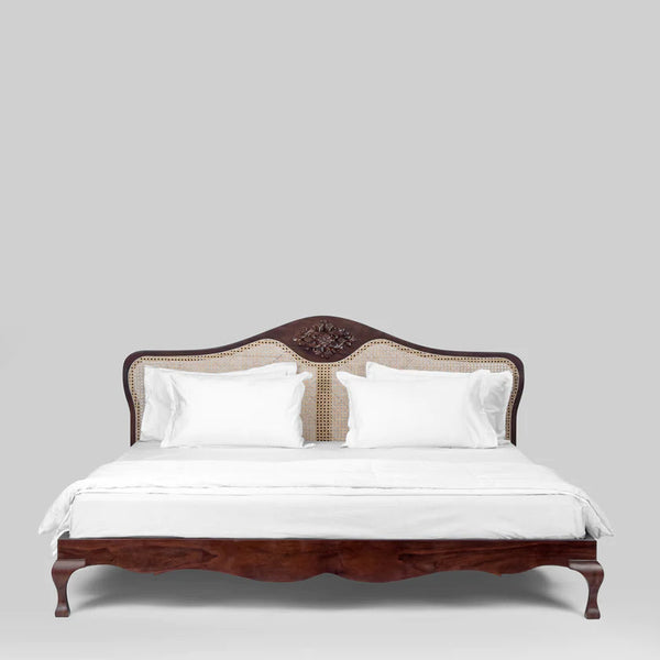 Denton Solid Sheesham Wood Rattan Bed-All Sizes