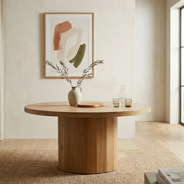 Derry Wooden Round Dining Table - Natural Finish