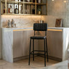 Dijon High Leather & Steel stool with back (Black)