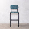 Dijon High Leather & Steel stool with back (Vintage Blue)