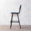 Dijon High Leather & Steel stool with back (Vintage Blue)