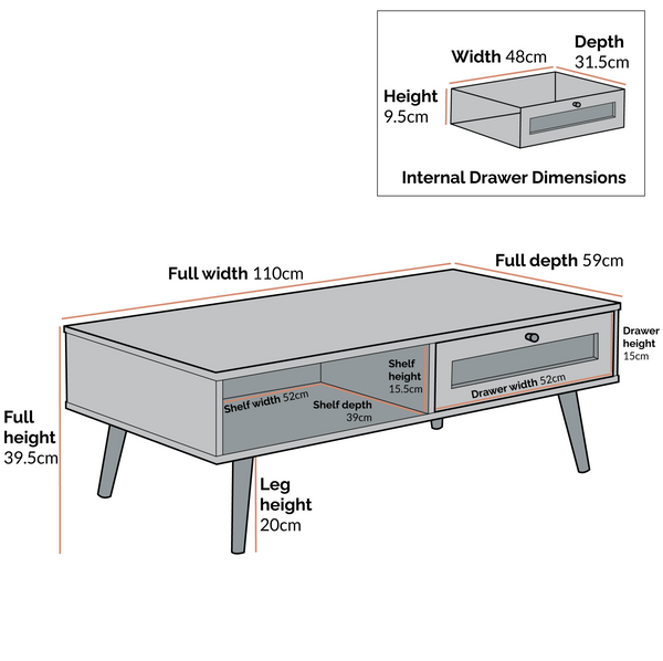 Black Solid Wood Rattan Coffee Table