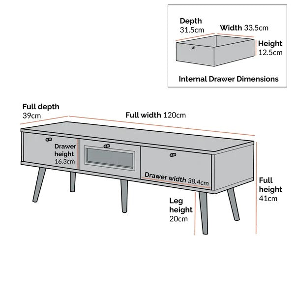 Solid Wood Rattan 3- Drawer Tv Unit - Natural Finish