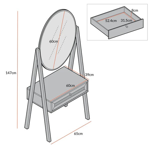 Solid Wood Rattan Black Finish Dressing Table With Mirror