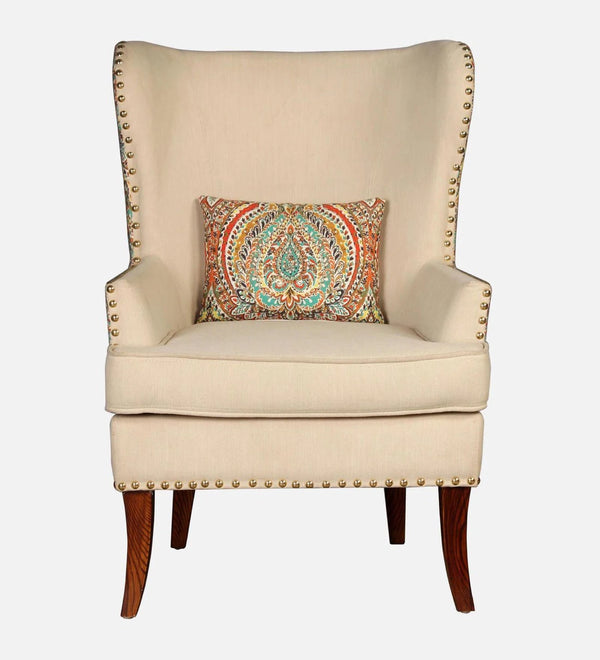 Dlamini Royal Fabric Wing Chair In Beige Floral Colour