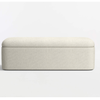 Beige fabric ottoman on a white background