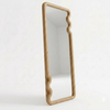 Wooden-framed mirror on a white background