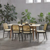 Berlin Teak Wood Solid Wood Dining Table Set Rattan Chairs- 4 Seater, 6 Seater - All Sizes
