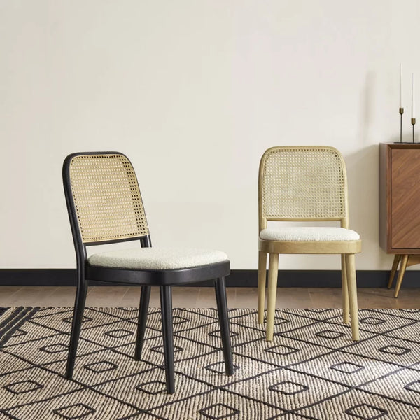 Berlin Teak Wood Solid Wood Dining Table Set Rattan Chairs- 4 Seater, 6 Seater - All Sizes