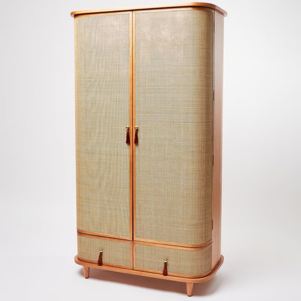 Eindhoven Solid Wood Rattan Wardrobe