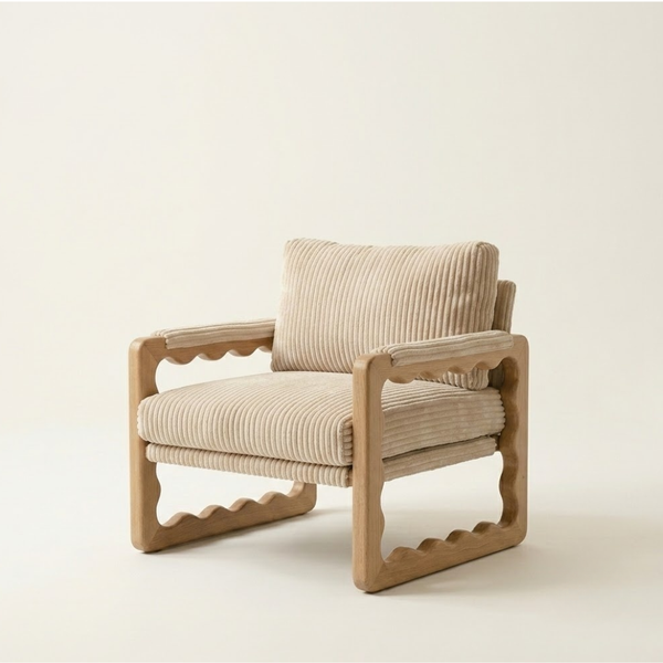 Ellenboro Solid Wood & Corduroy Accent Chair