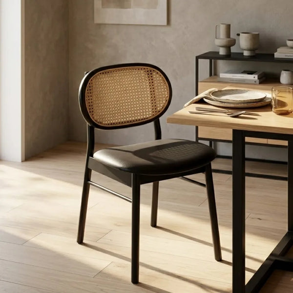 Eltham Solid Wood Rattan Dining Chair
