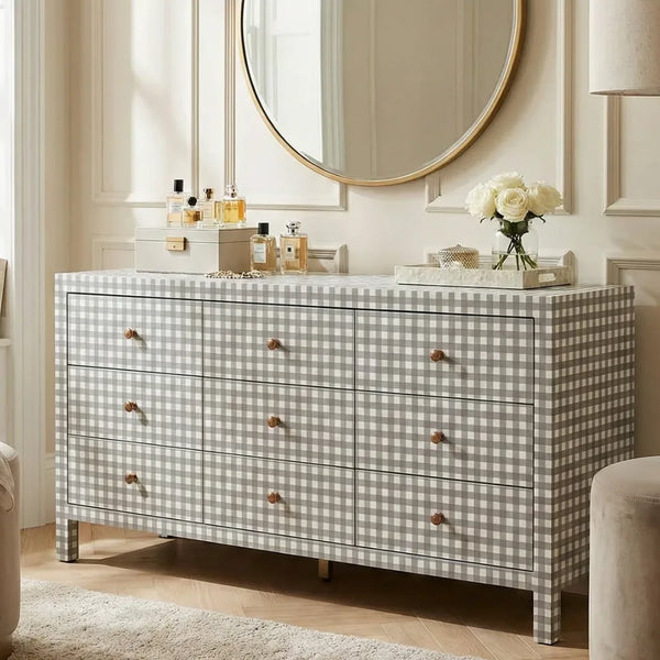 Elysian Canvas Chest Of 9 Drawer And Dresser