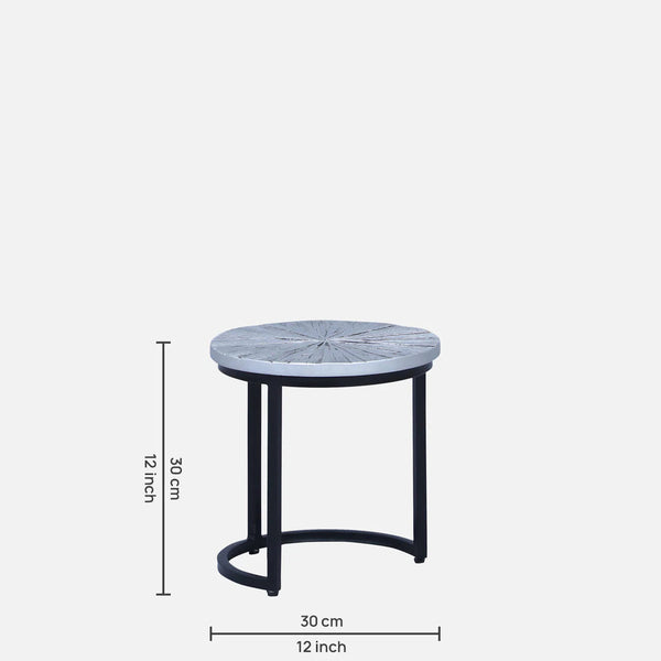 Eriskay Industrial Solid Wood Set of 3 Side Table In Black Finish