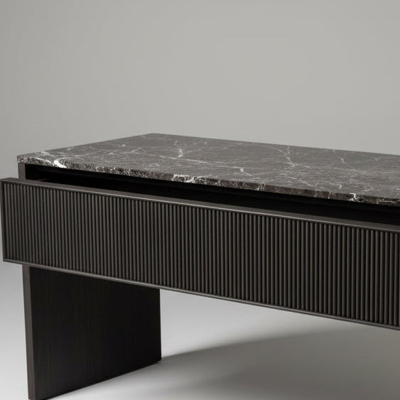 Eton Oak Wood Marble Console Table