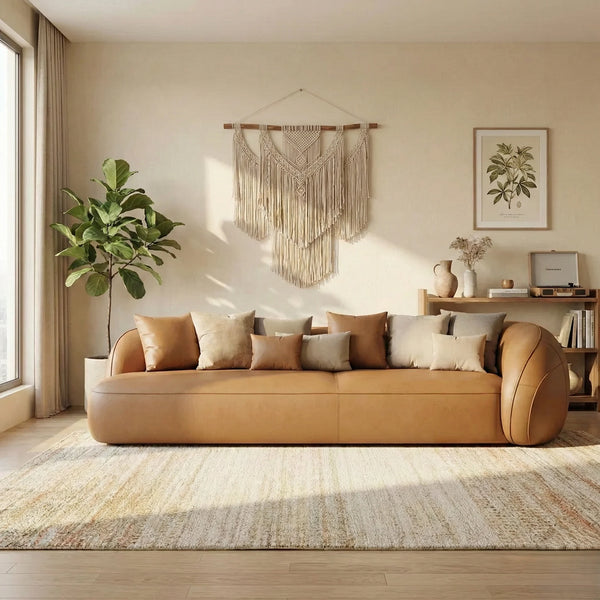 Evolet Curved 4- Seater Leather Sofa