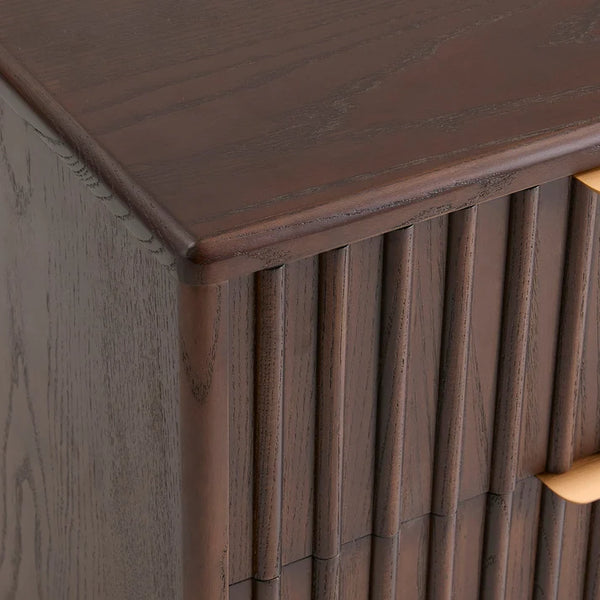 Evora Fluted Bed Side Table With Drawer