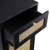 Solid Wood Rattan Black Finish Bathroom Cabinet