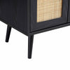 Classy Black Solid Wood Rattan Bar Cabinet