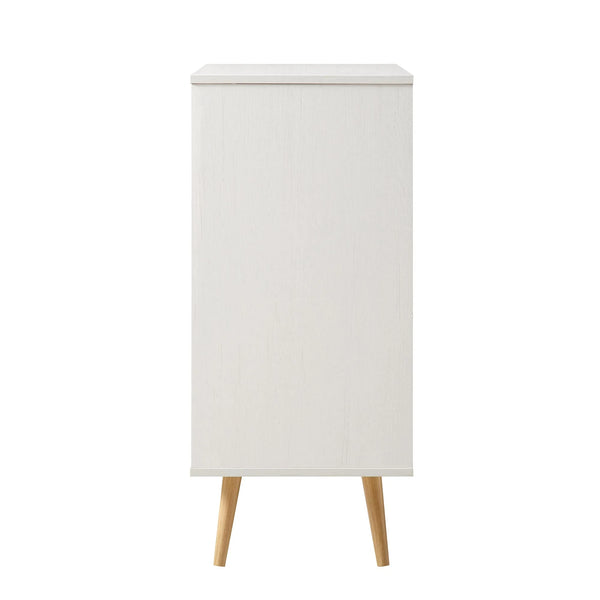 Classy White Solid Wood Rattan Bar Cabinet