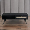 Black Solid Wood Rattan Coffee Table