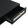 Black Solid Wood Rattan Coffee Table