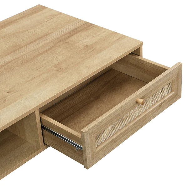Fremont Solid Wood Rattan Coffee Table