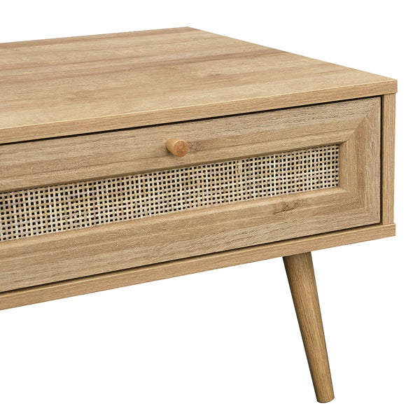 Natural Solid Wood Rattan Coffee Table