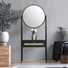 Solid Wood Rattan Black Finish Dressing Table With Mirror