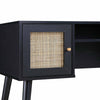 Solid Wood Rattan 2- Door Desk Black Finish