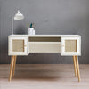 Solid Wood Rattan 2- Door Desk White Finish
