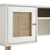 Solid Wood Rattan 2- Door Desk White Finish