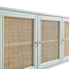 Modern Rattan Solid Wood Mint Finish Sideboard