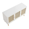 Modern Rattan Solid Wood White Finish Sideboard