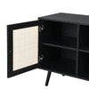 Classic Black Solid Wood 1- Door Rattan Cabinet