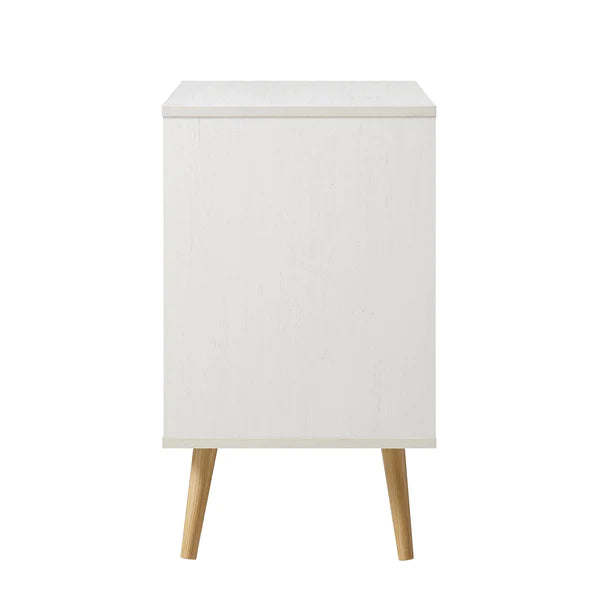 Modern White Solid Wood 1- Door Rattan Cabinet