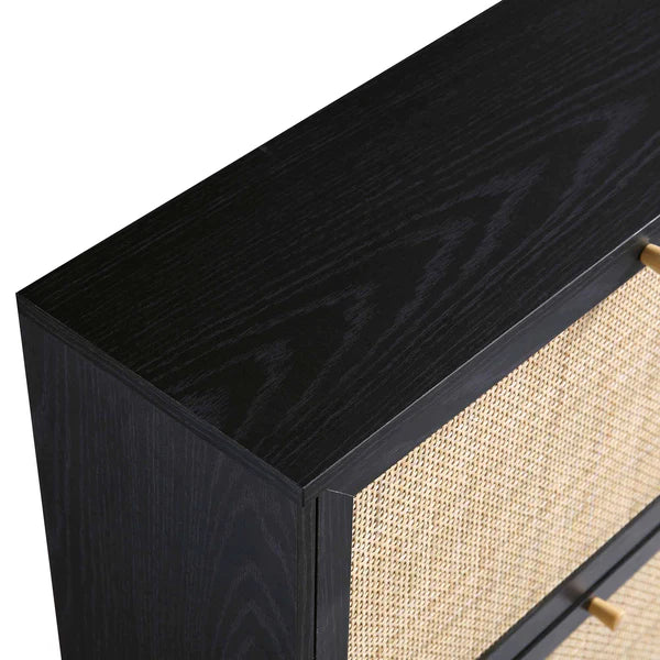 Solid Wood Shoe Storage Cabinet Black Finish 3- Tier