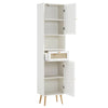 Solid Wood Rattan White Finish Tallboy Bathroom Cabinet