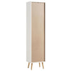 Solid Wood Rattan White Finish Tallboy Bathroom Cabinet