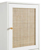 Solid Wood Rattan White Finish Tallboy Bathroom Cabinet